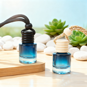 Mysterious &amp; Calm Style <strong>Car</strong> <strong>Diffuser</strong> <strong>Refill</strong> Bottle - Deep Blue Gradient Glass Bottle + Dual-Tone Wood Lid - Product Image 2