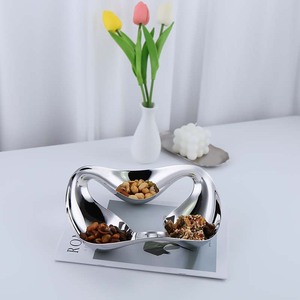 Bandeja Decorativa Moderna de Acero Inoxidable con Diseño Geométrico de Frutas, Color Plateado, para Sala de Estar y Decoración del Hogar - Product Image 3