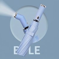 Parapluie publicitaire LED pliable à trois sections avec lampe torche LED, cadre renforcé à double nervure, ouverture automatique inversée, portable