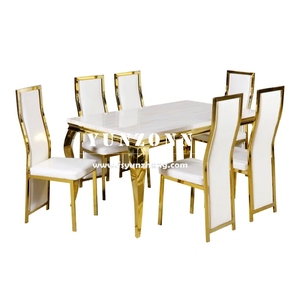 <span class=keywords><strong>Table</strong></span> à <span class=keywords><strong>manger</strong></span> moderne classique avec plateau <span class=keywords><strong>en</strong></span> <span class=keywords><strong>verre</strong></span> trempé, cadre <span class=keywords><strong>en</strong></span> acier inoxydable durable, or/argent, rectangle, meubles <span class=keywords><strong>pour</strong></span> la maison - Product Image 4
