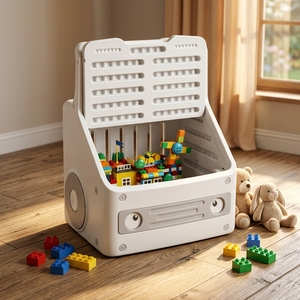 Cassettiera per Bambini Stile Automobile con Motivo a Biscotti, Facile da Trasportare, per Conservare Vestiti e Giocattoli - Product Image 1