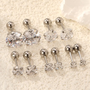 Hypoallergenic Stainless Steel <strong>Earring</strong> Jewelry High Quality 3-8mm Round Clear Cubic Zirconia <strong>Stud</strong> <strong>Earrings</strong> for <strong>Men</strong> Women - Product Image 4