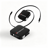 Desain Terbaru 2026 Kabel Data Multi USB 4-in-1 Retractable 60W Pengisian Cepat Dengan Penyangga Ponsel Logo Kustom untuk Hadiah Promosi