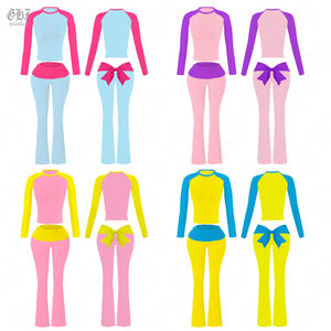 Set da 2 Pezzi per San Valentino 2026, Stile Y2k, per Ragazze Alte, Logo Personalizzabile, Manica Lunga con Pantaloni a Zampa e Fiocco, Abbigliamento da Yoga - Product Image 1