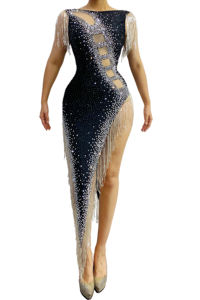 Novance Y2015 2021 New Style Women Split Hollow Skirt abito nero elegante donna moda Clubwear abito <span class=keywords><strong>da</strong></span> donna Sexy estremo - Product Image 3