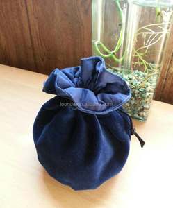 Bolsa de terciopelo de fondo redondo azul de alta calidad para joyería - Product Image 3