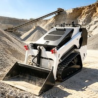 Capacité de réservoir de carburant multiple pour des cycles de travail prolongés. Cette nouvelle mini-chargeuse compacte prend en charge les modes de déplacement en option sur chenilles ou sur roues.