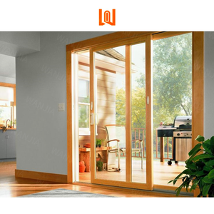 <span class=keywords><strong>Portail</strong></span> moderne en bois recouvert <span class=keywords><strong>d</strong></span>'aluminium haute performance, porte coulissante isolée pour salon - Product Image 1