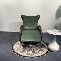 Fauteuil inclinable fonctionnel en bois massif n°1, en cuir véritable, pivotant, à bascule, pour salon ou bureau