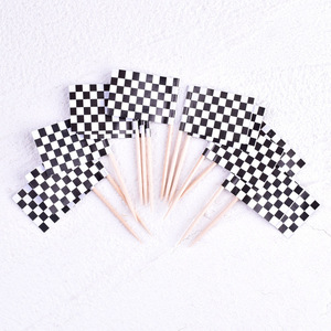 Checkered Racing Flag Cake Toppers Paper Rectangle Birthday Party Decorations Reusable - Product Image 5