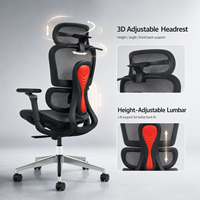 Vaseat Chaise de bureau ergonomique confortable à dossier haut, réglable en hauteur, moderne, en maille, pour le travail et l'informatique
