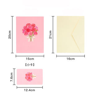 Carte de vœux pop-up 3D fleur bouquet mère en papier, avec note, estampage doré et DIY pour femmes - Offre spéciale - Product Image 4