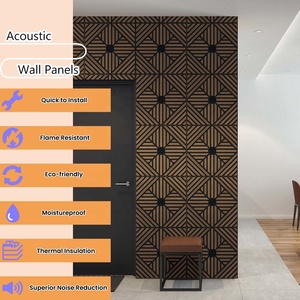 Modern Design Fluted MDF Slat Technical Wood Veneer Sound Absorbing <strong>Noise</strong> <strong>Cancelling</strong> Fireproof Diffuser Acoustic Panel - Product Image 1