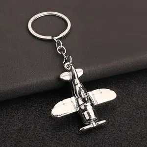 حلقة مفاتيح معدنية مخصصة على شكل طائرة، نموذج ثلاثي الأبعاد، سلسلة مفاتيح بشعارات مخصصة، سلسلة مفاتيح طائرة صغيرة