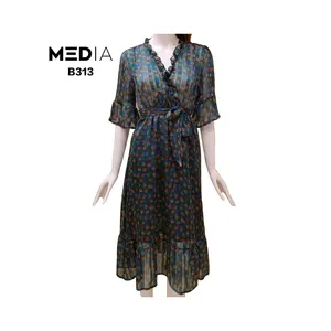 Weibliche Chiffon Casual Damen kleider Sommer Vintage Elegante Erwachsene Atmungsaktiv 100% Polyestr Auf Lager Artikel