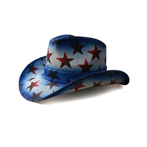 Sombrero de vaquero de Texas de paja de papel para hombre, sombreros moldeables con pintura de bandera americana de EE. UU., sombreros de vaquero para hombre - Product Image 3
