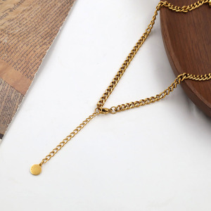 Gold Geometric Pendant Necklace Stainless Steel Minimalist Design Women's Jewelry Clavicle Chain Fashion Accessory - Product Image 4