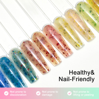 Gel UV de construction pour extension d'ongles OEM, motif floral séché, pailleté, pour nail art, épaississement et sculpture