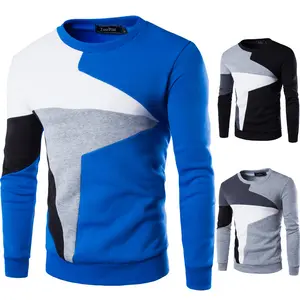 M-5XL Neuankömmlinge Herren pullover Männlicher Pullover Sweatshirt Langarm-Pullover mit Rundhals ausschnitt Patchwork-Pullover