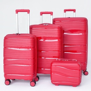 Ensemble de 3 valises rigides en plastique léger à roulettes avec trousse de toilette, anti-casse, en PP, bagages cabine - Product Image 4