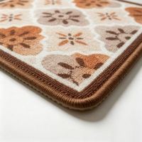Retro Blumen- und Geometrische Polyester-Fußmatte Natürlicher Latex Rutschfeste Absorbierende Eingangsbereich-Matte für Vintage-Heimdekoration