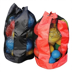 Prime Bags Large Capacity Mesh Sports <b>Ball</b> Bag Drawstring Black Red Travel Backpack Basketball Football Volleyball Soccer - Product Image 1