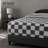 Matelas en tissu jersey extensible doux, respirant, à motif géométrique abstrait, design monochrome inspiré de l'équitation, poids lourd 450 GSM