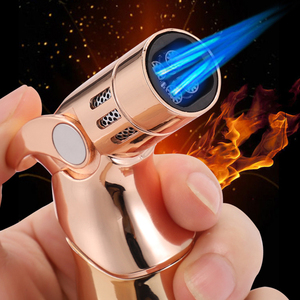 Accendino Ricaricabile a Fiamma Jet in Metallo Antivento per Sigari con Logo Personalizzato Accendino Portatile da Campeggio con Confezione Regalo - Product Image 3