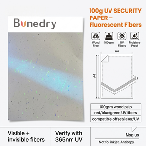 100g Cotton Linen UV Security Moisture Proof High <b>Gloss</b> Visible Invisible Wood Pulp Material Fast Delivery Fluorescent <b>Paper</b> - Product Image 4