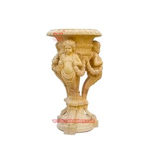 Vaso da giardino in pietra artigianale in marmo bianco di lusso scultura di arte floreale per esterni Plaza Garden & Street decorazione del paesaggio - Product Image 5