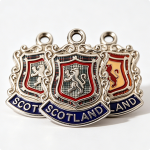 Pendentif Écossais avec Lion et Motif Tartan, Plaqué Argent, Alliage de Zinc, Badge Souvenir - Product Image 4