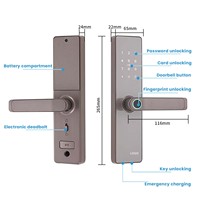 Serrure intelligente Tuya, télécommande, empreinte digitale, carte, mot de passe, serrure de porte sans clé pour la maison, le bureau, le studio, porte en bois