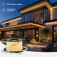Tira de Luces LED COB de Alto Voltaje 110V-220V AC IP67 Impermeable 420LEDs/m 50m con Controlador para Iluminación de Jardín y Paisajes Exteriores