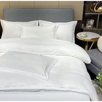 Parure de lit de luxe 4 pièces en satin de coton pur à fibres longues, couleur unie, pour hôtels 5 étoiles et boutiques, 120 fils
