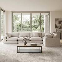 Ensemble modulaire réversible en forme de L avec revêtement en tissu, dossier capitonné et fonction canapé-lit, adapté au mobilier de maison