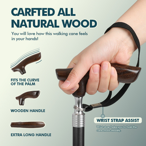 Складная деревянная трость KingGear с регулируемой высотой - Product Image 4