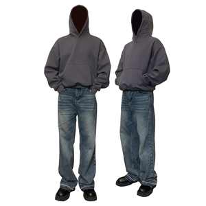 H5455 Proveedor de Ropa al por mayor de encargo del color sólido 360 Gsm mezclas de algodón Boxy sudaderas con capucha de gran tamaño sudaderas con capucha de los hombres - Product Image 5