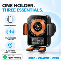 Traceur GPS certifié Apple Find My avec support pour smartphone, charge sans fil 15W et localisation mondiale
