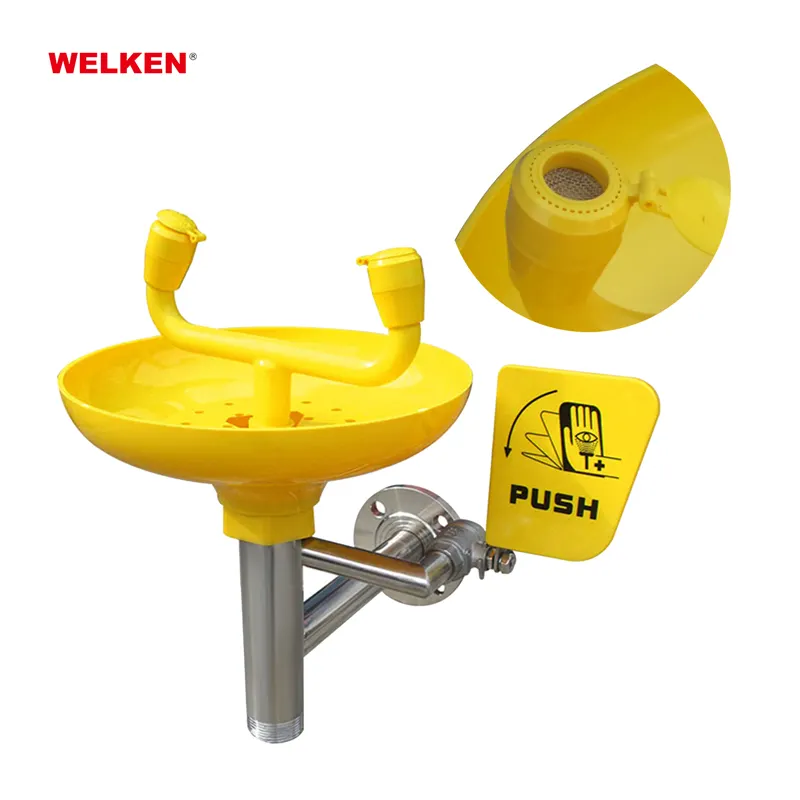SS304 Emergency Eye Wash Station CE Qualities Wall-mounted Eye Wash with ABS coat