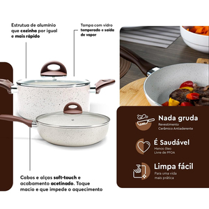 Hot Sell 12 Piece Non Stick With Glass Lids Wood Handles Oven Safe Minimalist Design Ceramic <b>Cookware</b> <b>Set</b> - Product Image 4