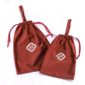 Lisi veludo cordão de roupas para bebês, 20*25cm, saco personalizado, logotipo veludo, bolsa de embalagem para sapatos