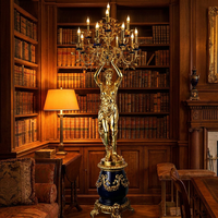 Statue de Jeune Fille en Bronze Patiné Antique, Sculpture 3D avec Globes Lumineux pour Décoration Intérieure de Luxe, Cadeau de la Fête Nationale