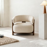 Mid-Century Wohnzimmer-Sofa aus Massivholz, Neuer Chinesischer Stil, Künstlerischer Einzelsessel, Multifunktionales Büro- und Wohnmöbel