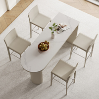 Table de bar haut de gamme italienne, tabouret haut, cloison ouverte pour salon, table à manger, armoires intégrées à pieds hauts, bois pour usage domestique