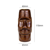Taza Tiki de Cerámica Esculpida en 3D de 420 ml, Taza de Cóctel Moai Hawaiana Vintage, Taza de Cerveza con Diseño Artístico Pintado del Dios Tiki para Bar, Fiesta, Hogar