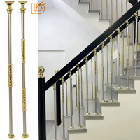 Installation facile, luxe moderne, or Rd. Balustre d'escalier en Mg-aluminium de 20 mm, poteau métallique pour garde-corps de balcon intérieur, en stock