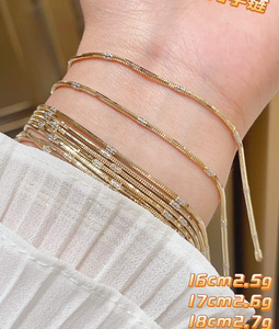 Bracciale a catena Aurora scintillante in vero oro 18 carati AU750 di lusso per <span class=keywords><strong>donna</strong></span>, delicato, minimalista, in oro massiccio, gioiello raffinato, idea regalo - Product Image 1