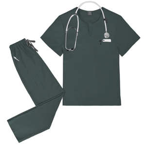 Conception simple <span class=keywords><strong>Scrubs</strong></span> ajustés et flatteurs de la silhouette Uniforme Couleur unie foncée montrant les gommages de la série Texture professionnelle - Product Image 4