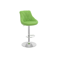 Tabouret de bar en vinyle matelassé rouge diamant avec base en chrome, vérin à gaz et repose-pieds pour cuisine