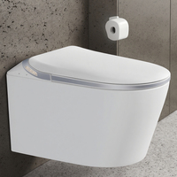 Sans Monture Accroché au Mur Intelligent Monobloc en Céramique P-Trap Télécommande Siège Chauffant Toilettes Sanitaires pour Salle de Bains d'Hôtel